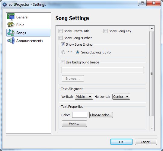 Song Settings